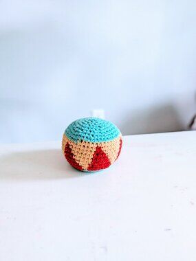 VTG 90s Hacky Sack Footbag Ball Aztec Multicolor Blue Red Yellow Retro